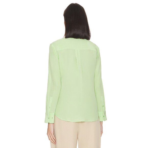 NWT Equipment Slim Signature in Pistachio Green Silk Button Down Shirt L $250 - Picture 9 of 9